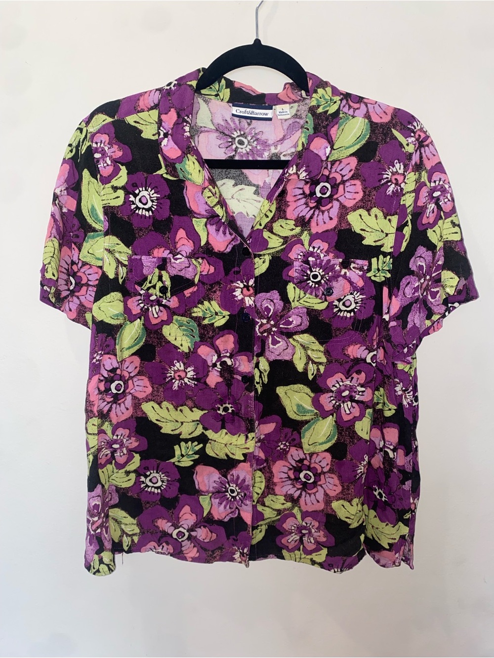 Vintage 90s Purple Floral Button-Up Shirt